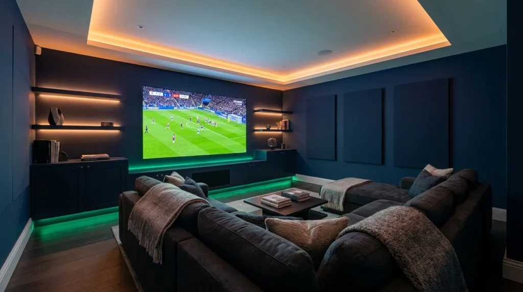 Best IPTV service streaming a live football match in 4K on a living-room Smart TV