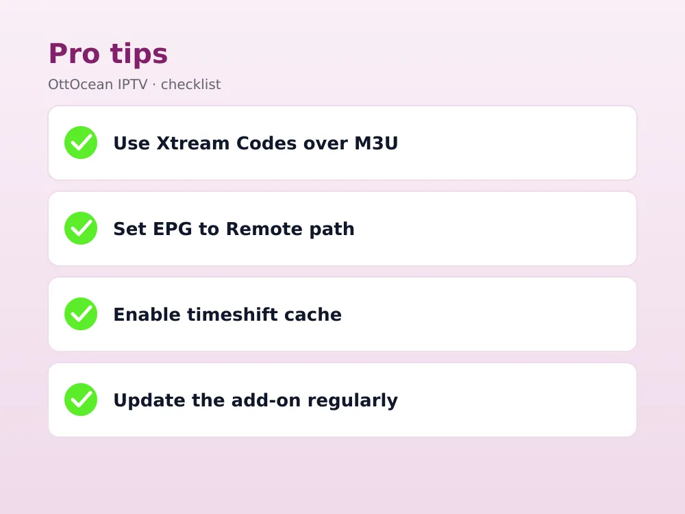 PVR add-on timeshift settings for iptv on kodi setups