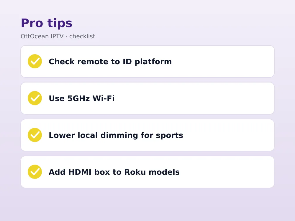 OttOcean IPTV channel guide displayed on a TCL TV