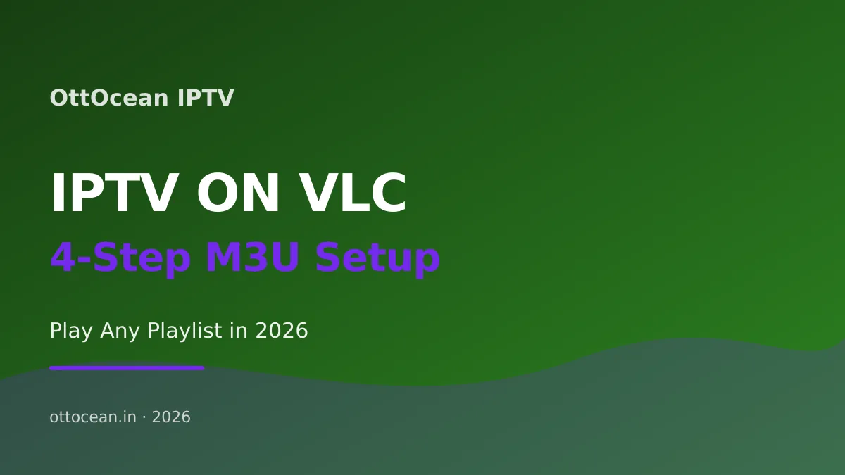 IPTV on VLC open network stream dialog with M3U playlist URL