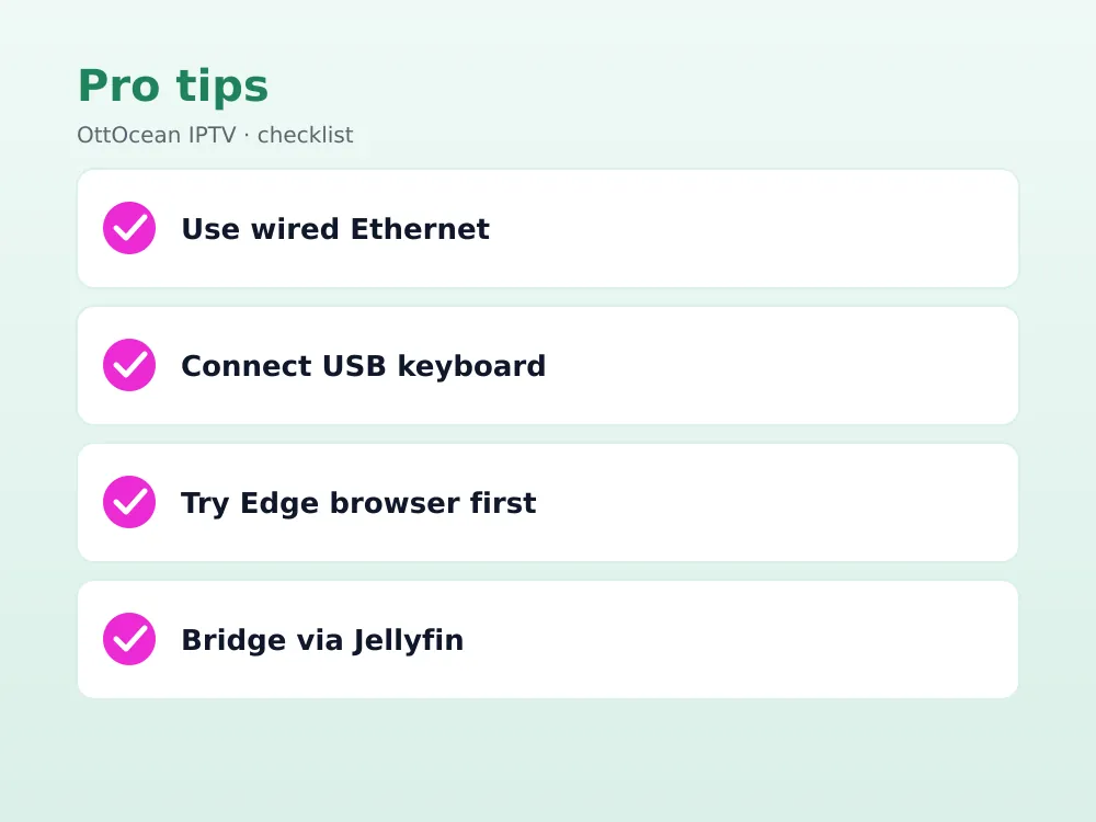 Xbox controller navigating an IPTV on Xbox web player in Microsoft Edge