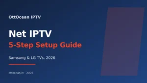 Net IPTV activation screen showing MAC address on Samsung TV