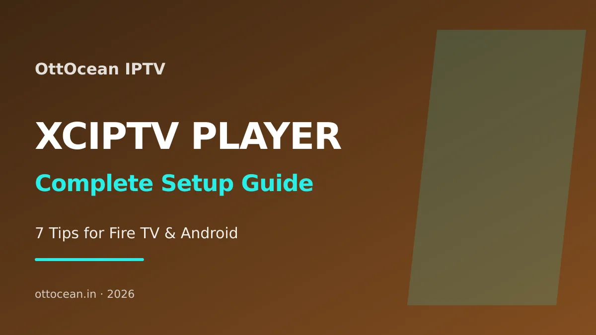 XCIPTV Player home screen on Fire TV showing live channel grid