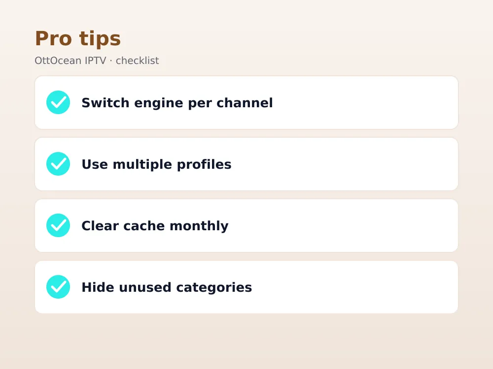 Key takeaways checklist for setting up XCIPTV Player